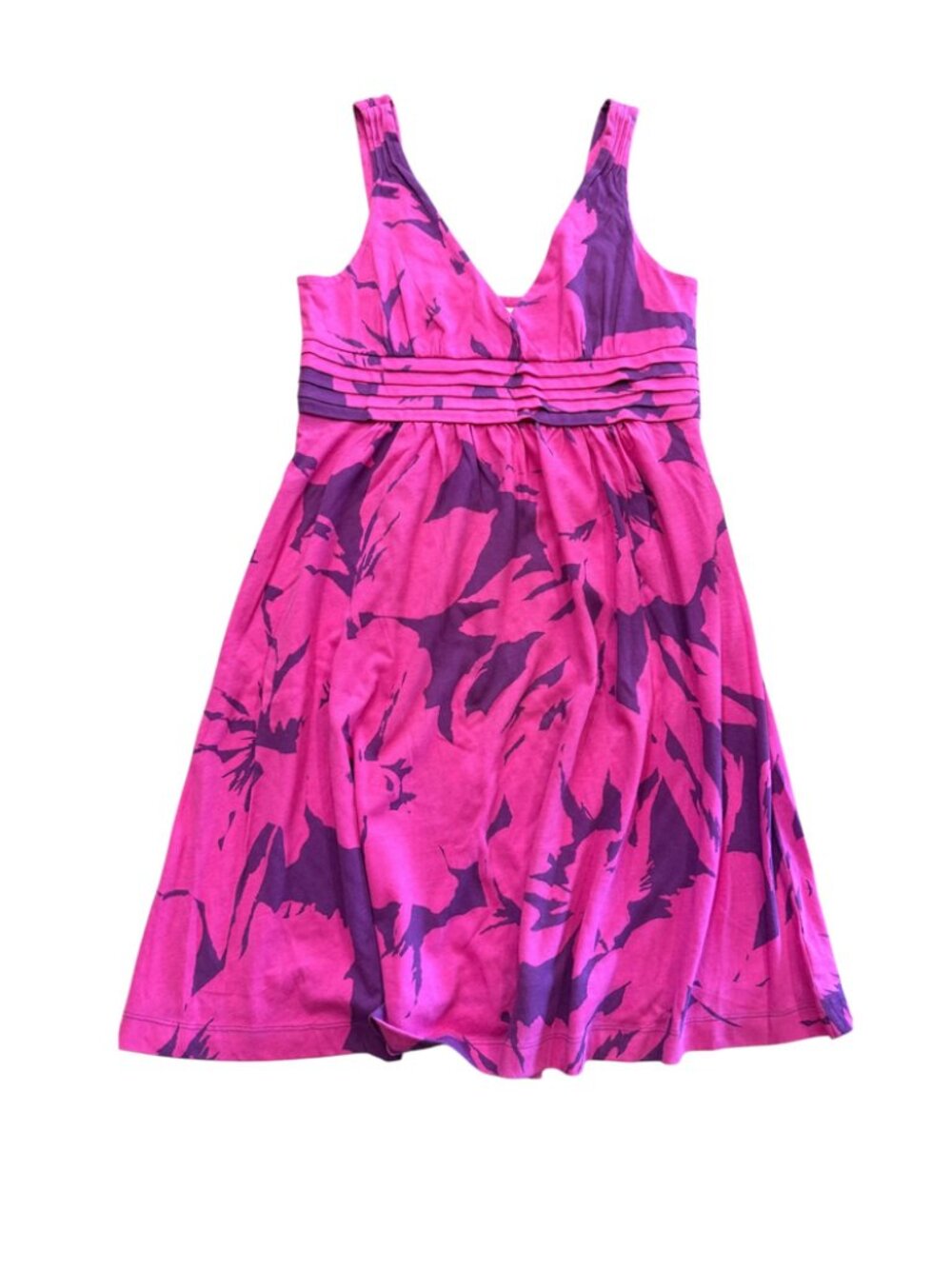American Eagle Pink and Purple Floral Empire Waist Sleeveless Dress, Medium